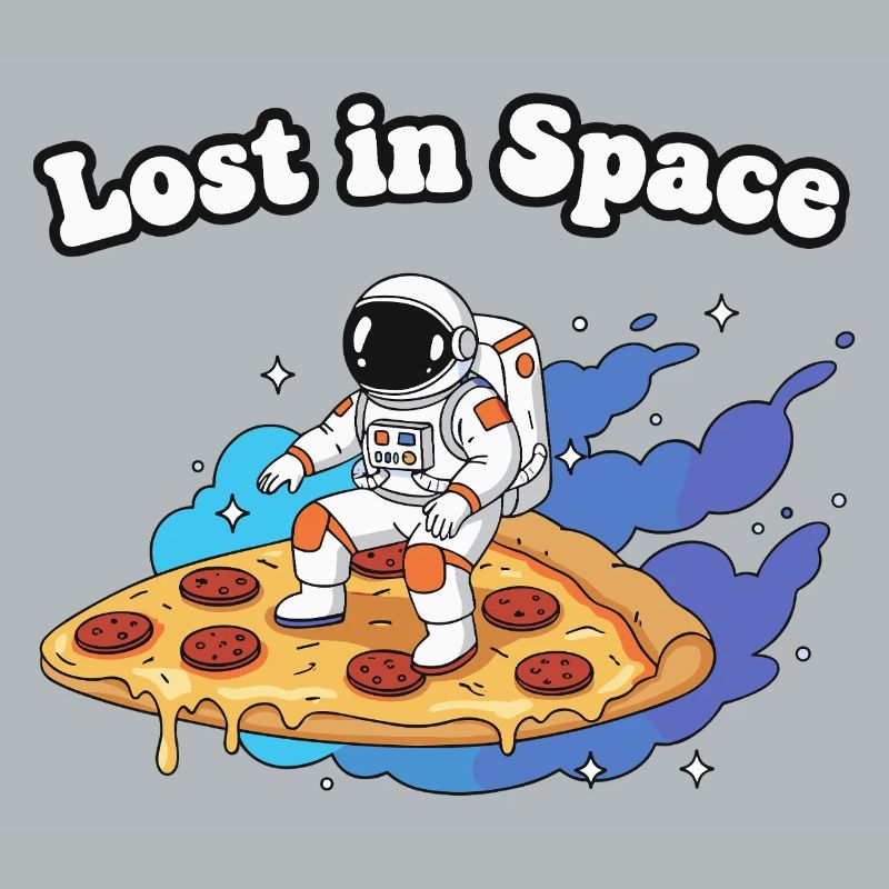 Astronaute sur une pizza dans l’espace