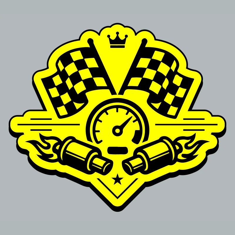 Drapeau de course, compteur de vitesse d'échappement