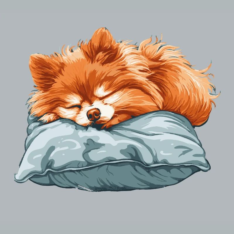 Sleeping Spitz on pillow