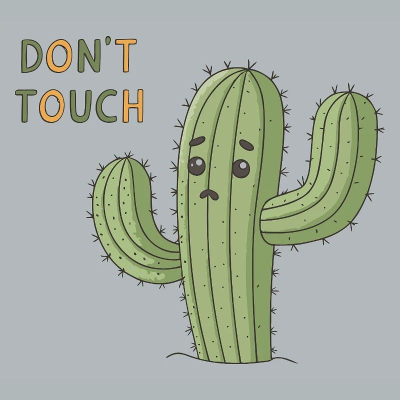 Sad Cactus Warning Don't Touch