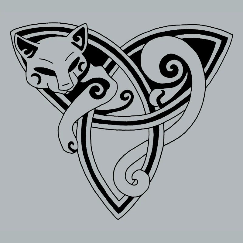 The Celtic Cat Rests (Black)