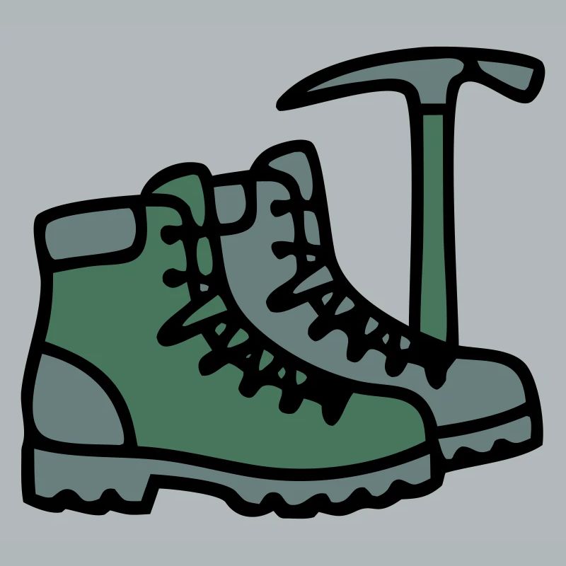 Wanderschuhe Eispickel Bergsteiger Alpen Wanderer