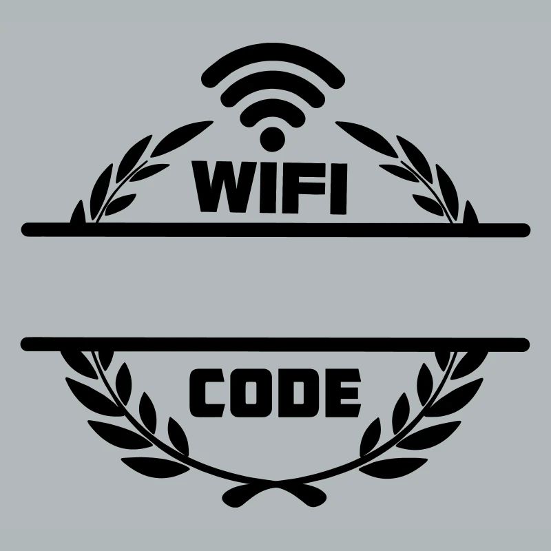Code wifi dans une couronne de laurier avec barre de texte vierge