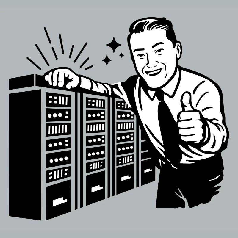 Retro IT-Admin lächelt – Vintage Tech Support