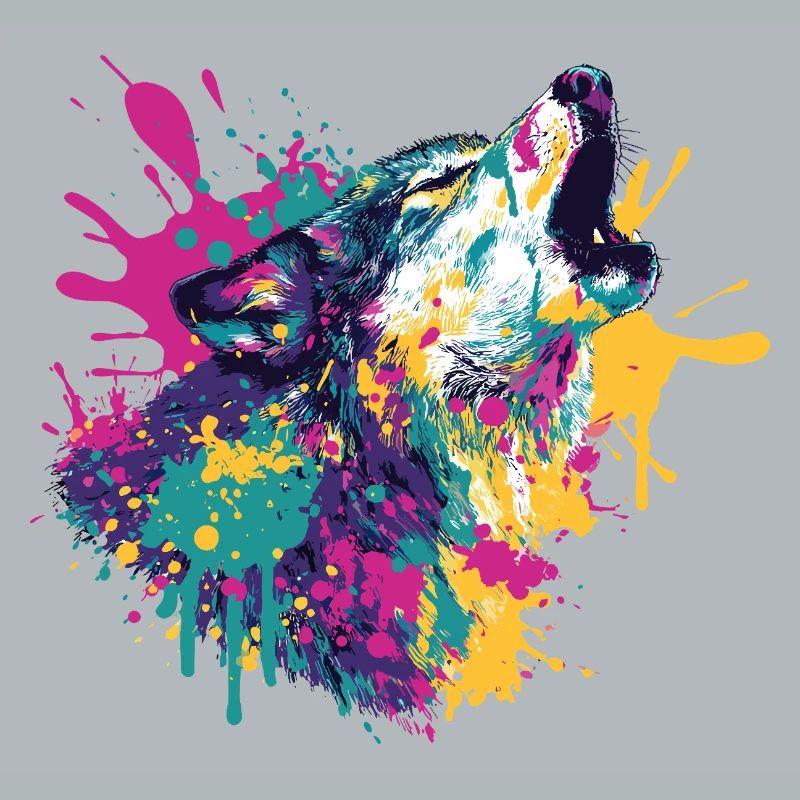 Wolf im Farbexplosion Stil
