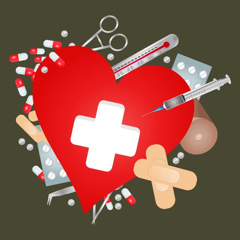 Erste Hilfe Set oder Reiseapotheke mit Herz