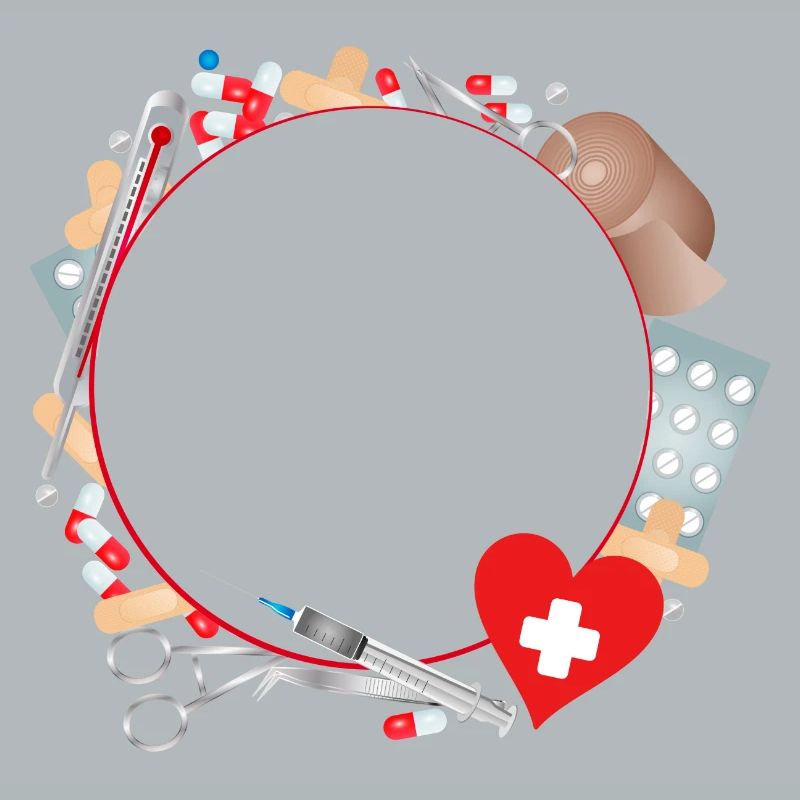 Erste Hilfe Set oder Reiseapotheke als Rahmen