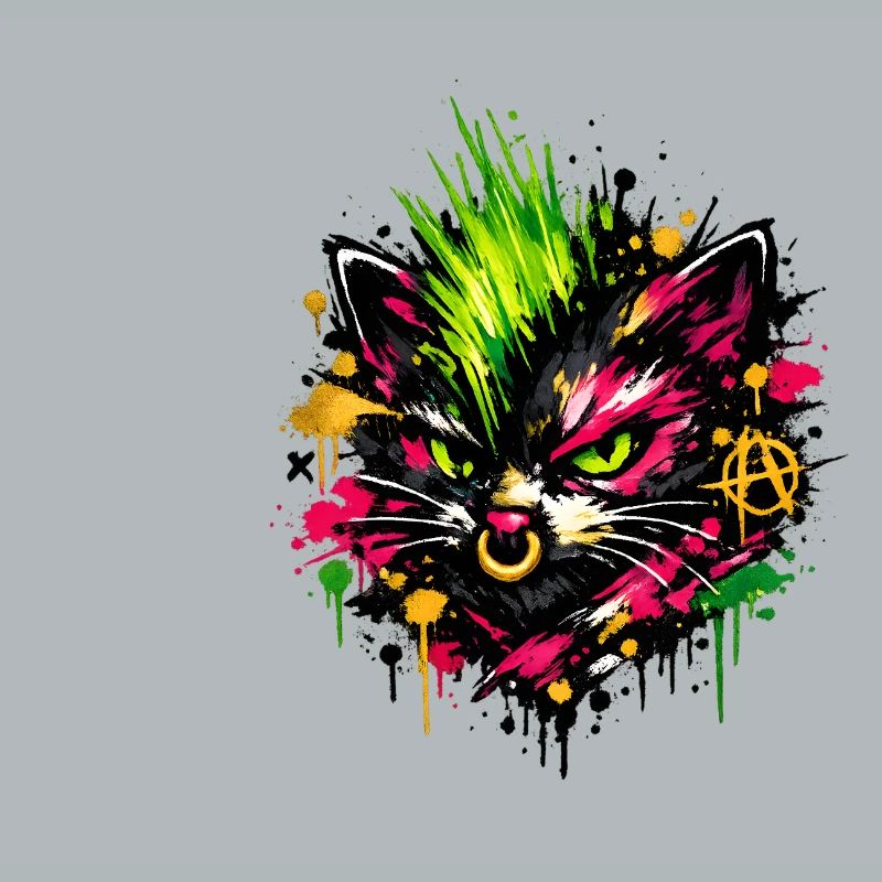 Éclaboussures de graffitis de chat néon