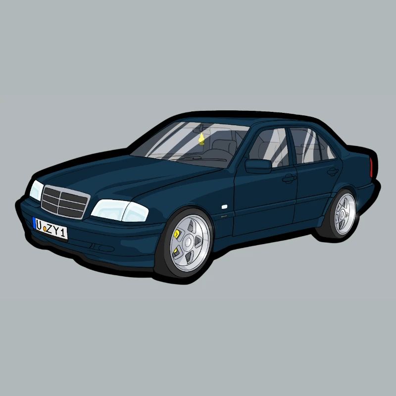 Blauer Oldtimer Cartoon Auto