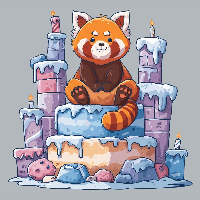 Roter Panda auf Eis-Torte