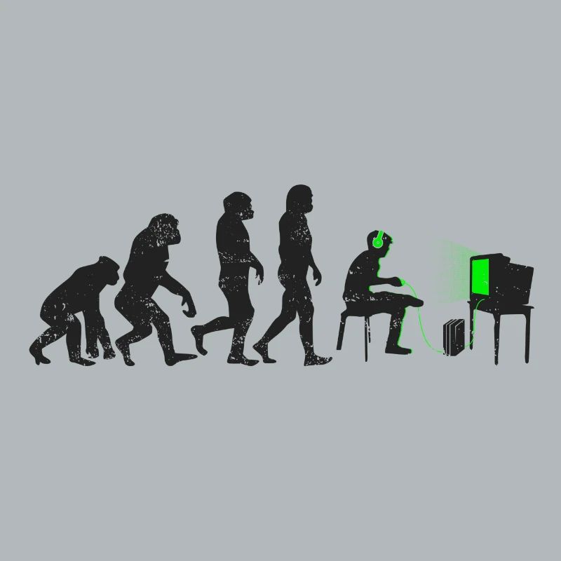 Gamer evolution gift player nerd geek noob