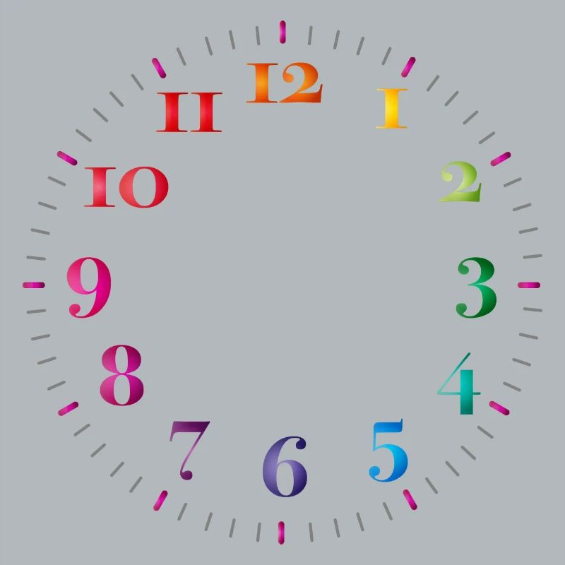 Dial with colored digits without clock hands