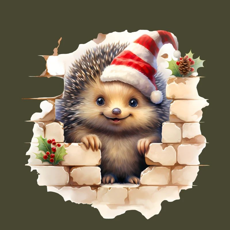 Hérisson de Noël dans le mur