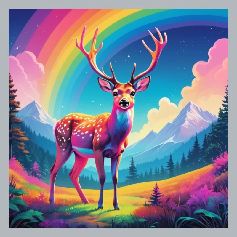 Hirsch mit Regenbogen