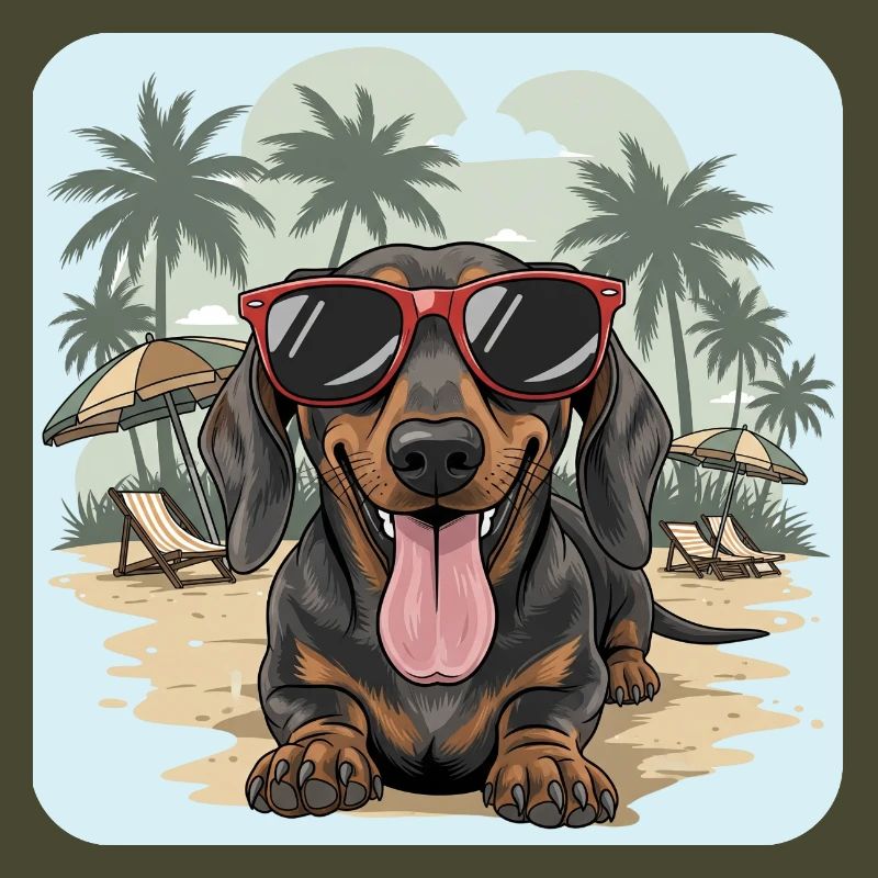 Dackel Beach Dackel Dackel mit cooler Brille