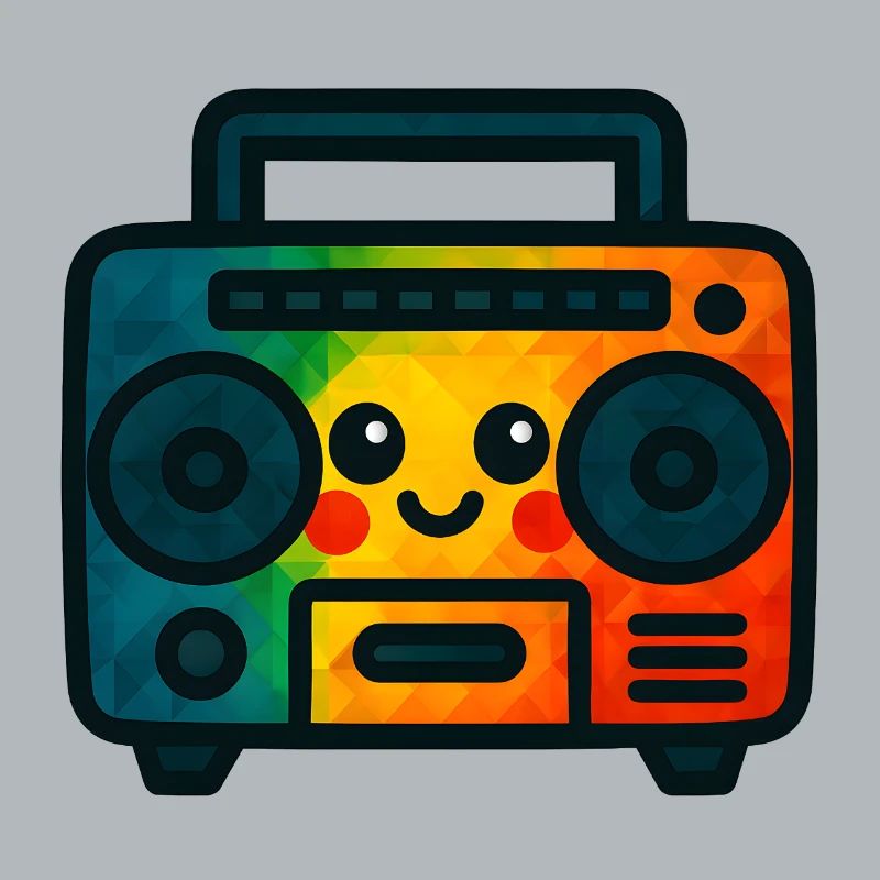 WPAP Polygon Kawaii Style Toy Cassette Deck