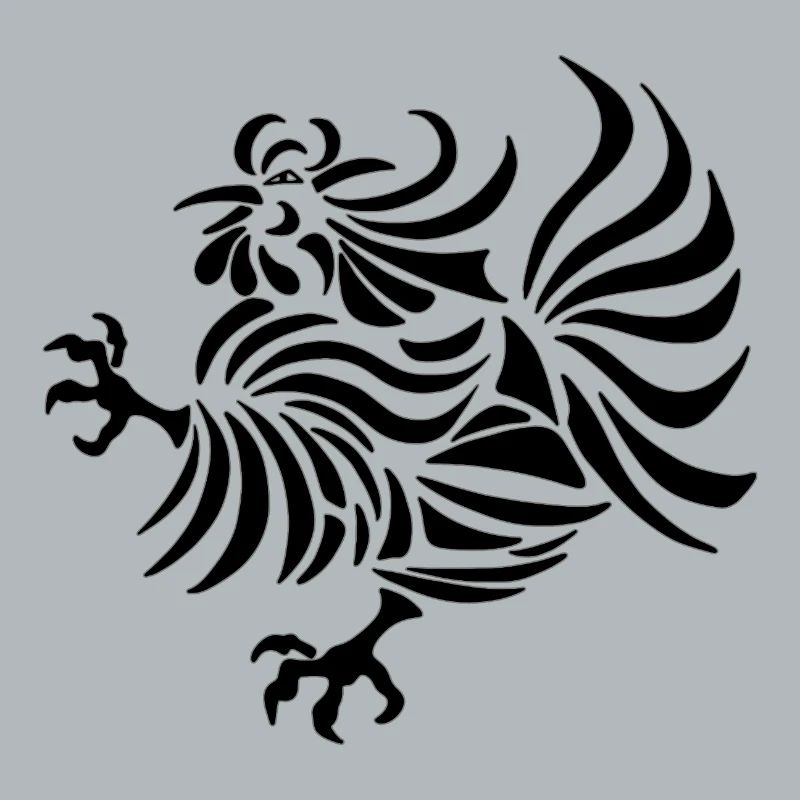Dessin au trait complexe d'un coq