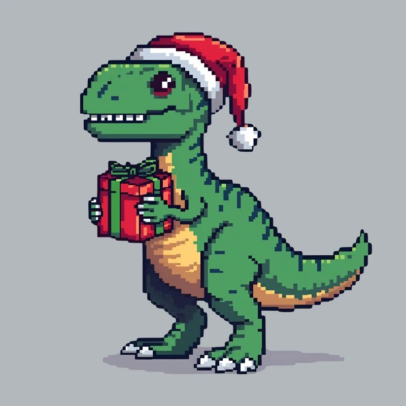 Vélociraptor 8 bits Pixel Noël