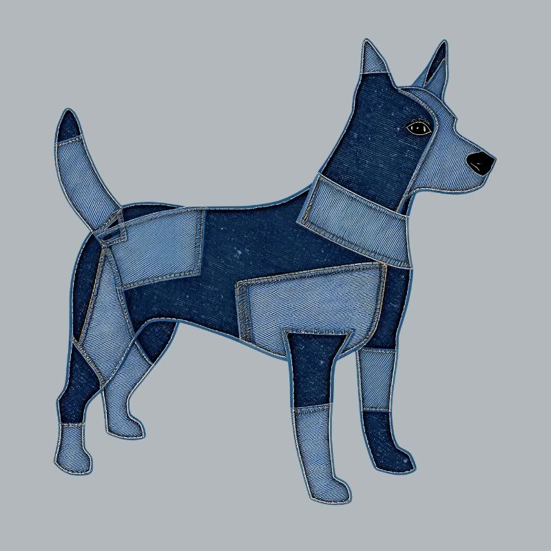 Chien en patchwork en denim