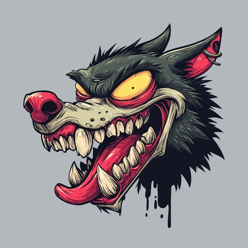 Ferocious Graffiti Wolf Head