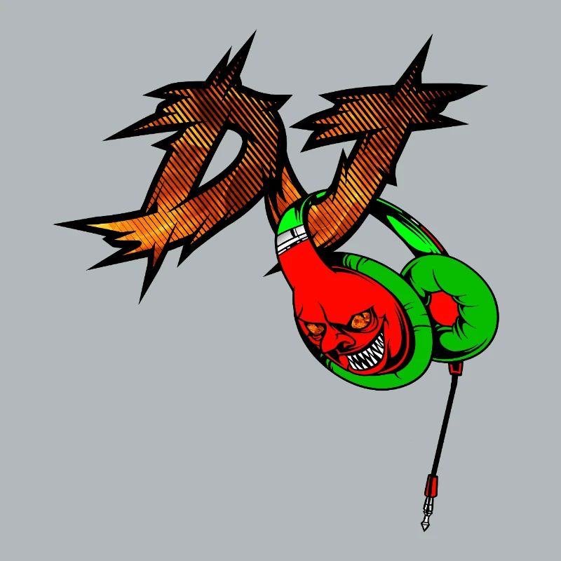 Neon Devil mit Kopfhörer DJ