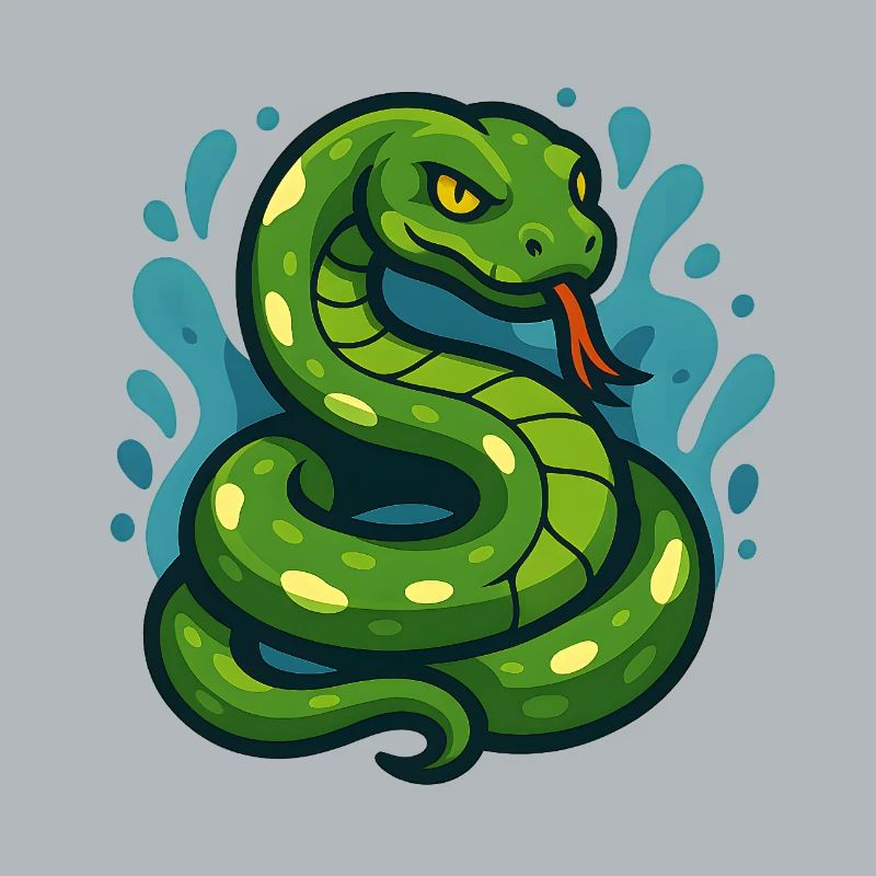 Green Tree Python Snake in Wave