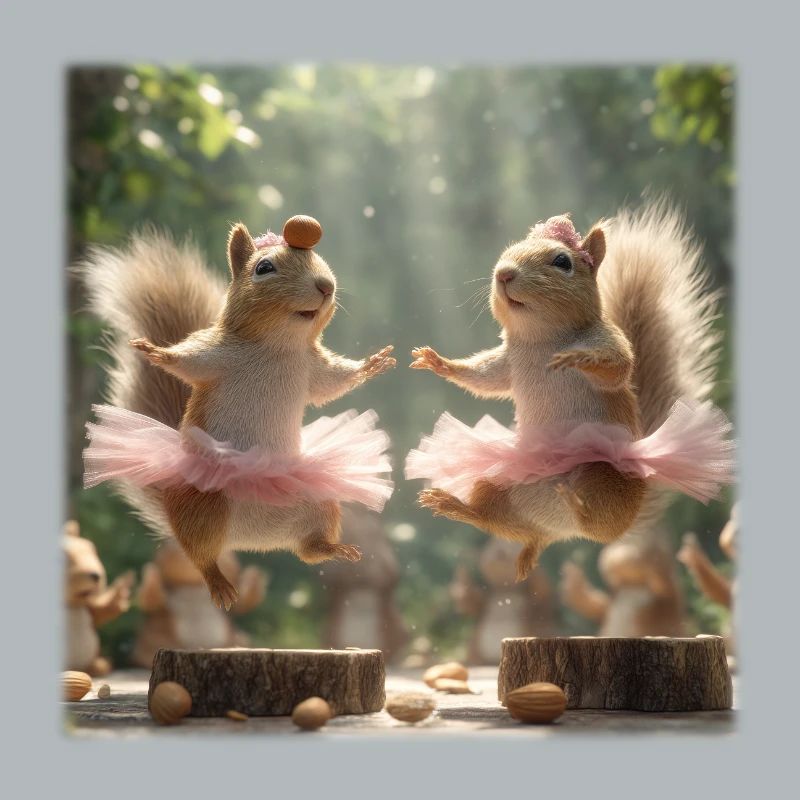 Ballett Eichhörnchen im Tutu mit Eicheln