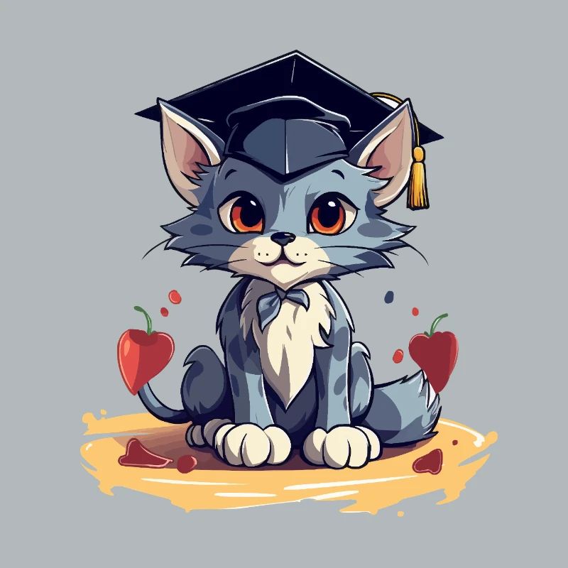 Abschluss Katze mit Graduationskappe