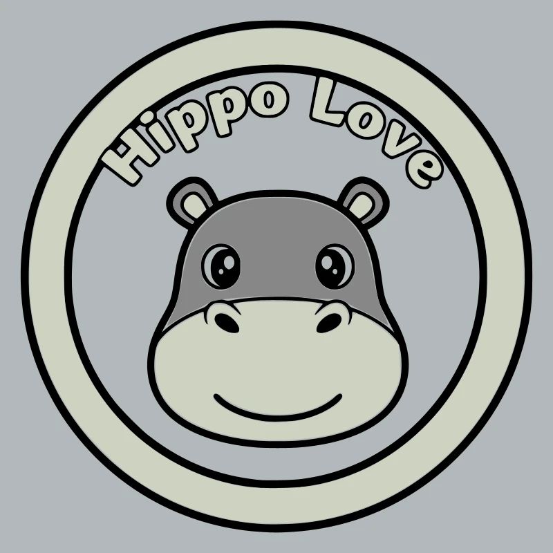 Hippo Love Nilpferd Logo Abzeichen