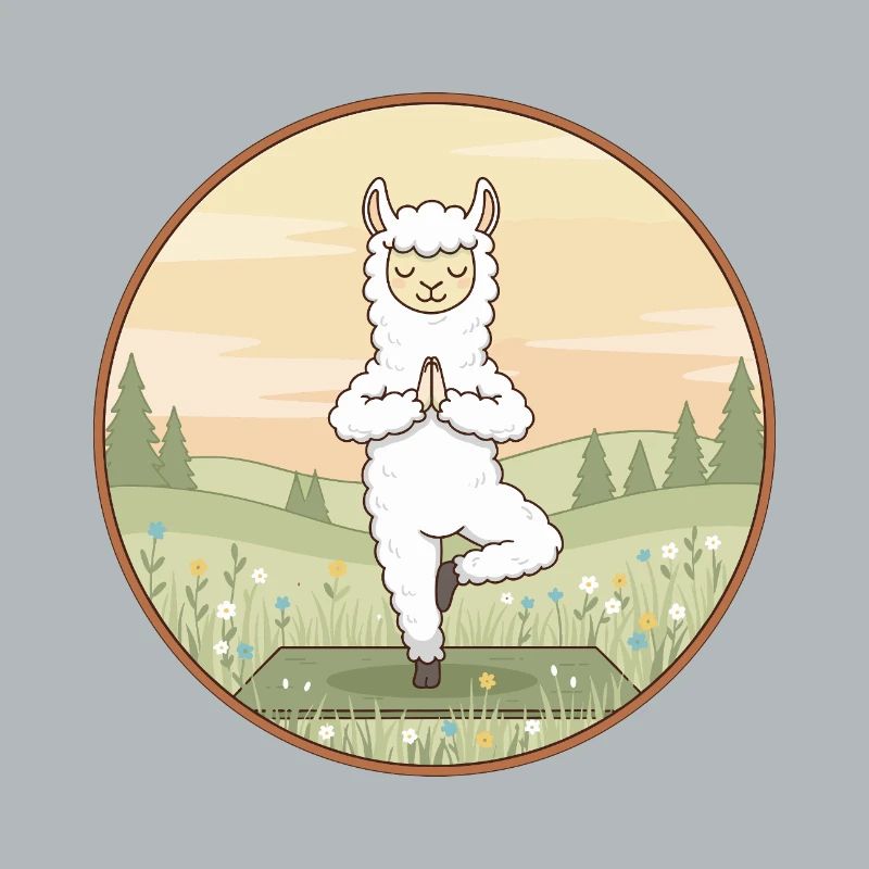 Yoga Llama Alpaca Doing Tree Pose