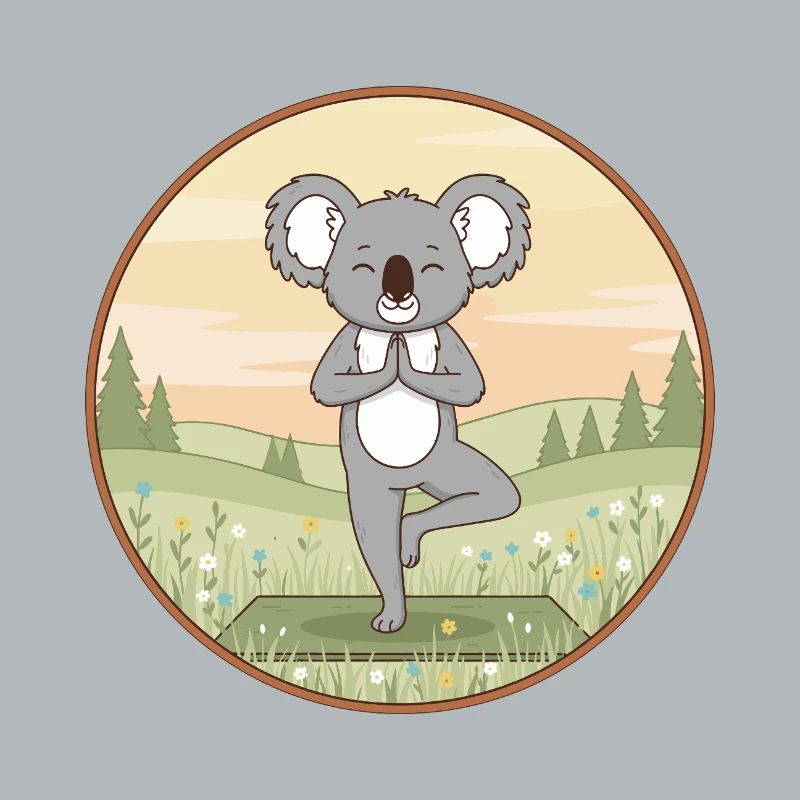 Yoga Koala Bear Doing Tree Pose Art