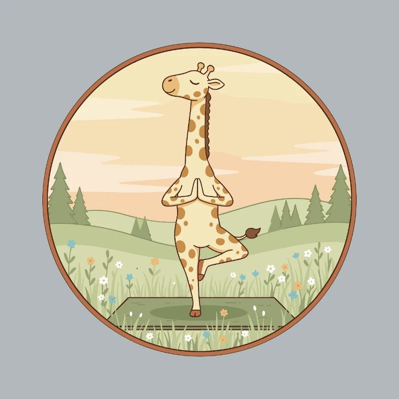 Yoga Giraffe Animal Doing Tree Pose