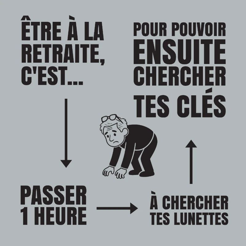 Im Ruhestand mit oder ohne Brille (schwarzer Text)