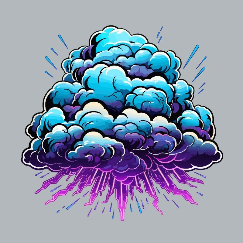 Blue Cloud Pop Explosion de néon