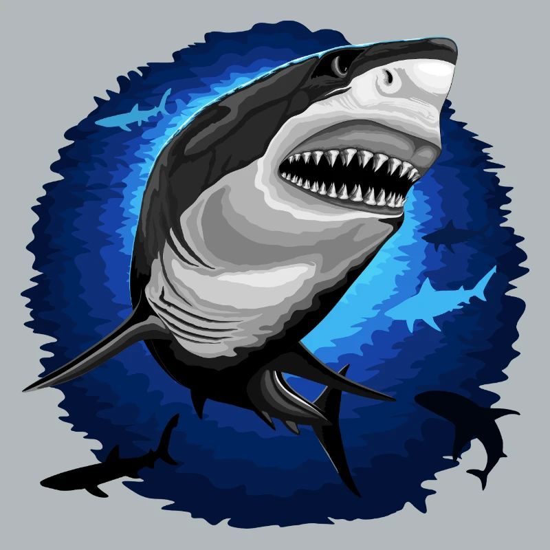 Shark Attack jaws on Deep Blue Ocean