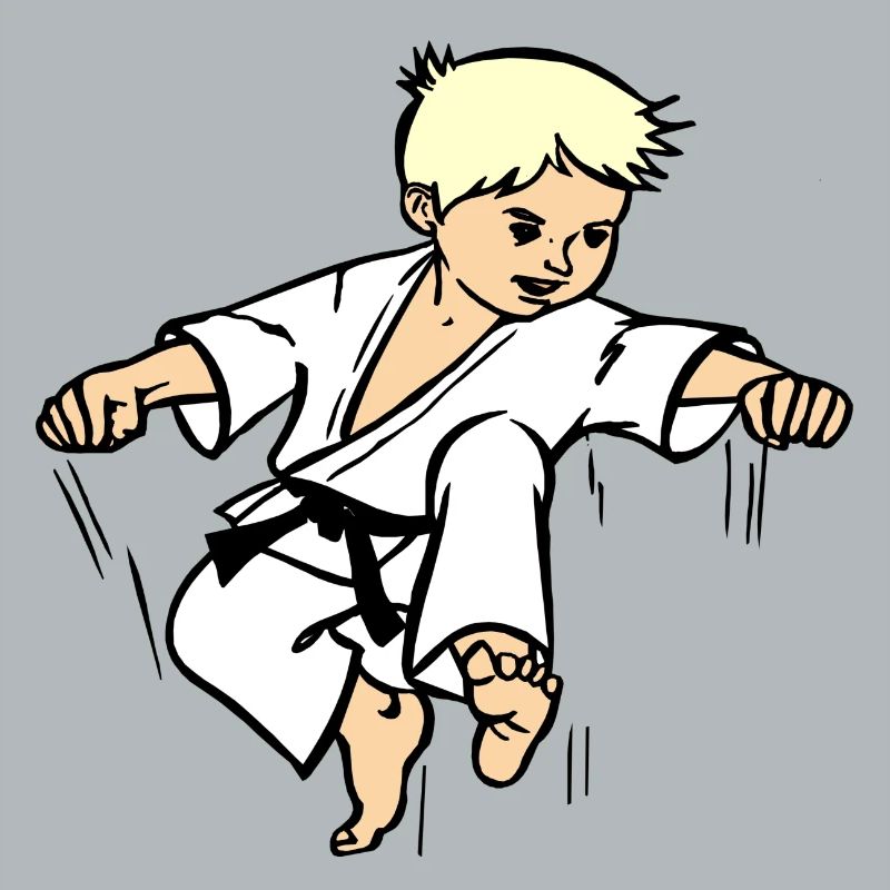 Karatekind oder Judokind mit schwarzem Gürtel