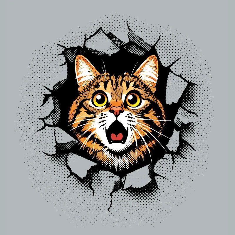 Katze Kopf Mauer Loch Risse Durchbruch