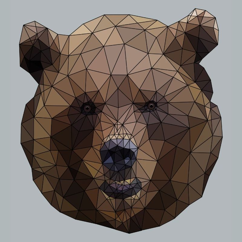 Polygonal Brown Bear Triangular Low Poly Art