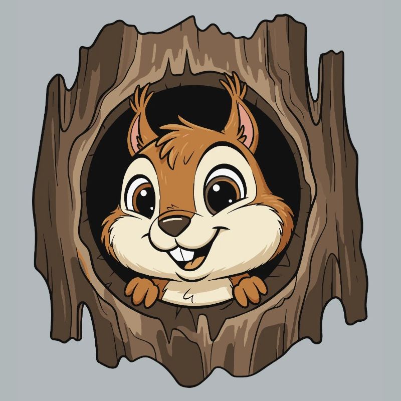 Forest chipmunk in the tree hole