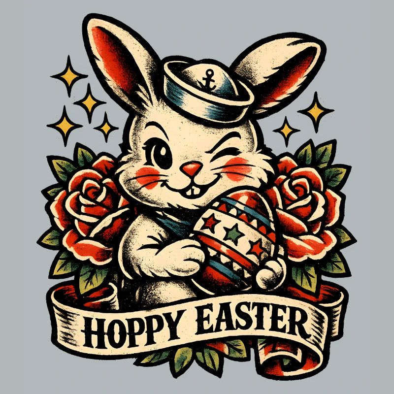 Hoppy Easter Easter Bunny with Easter Egg Vintage