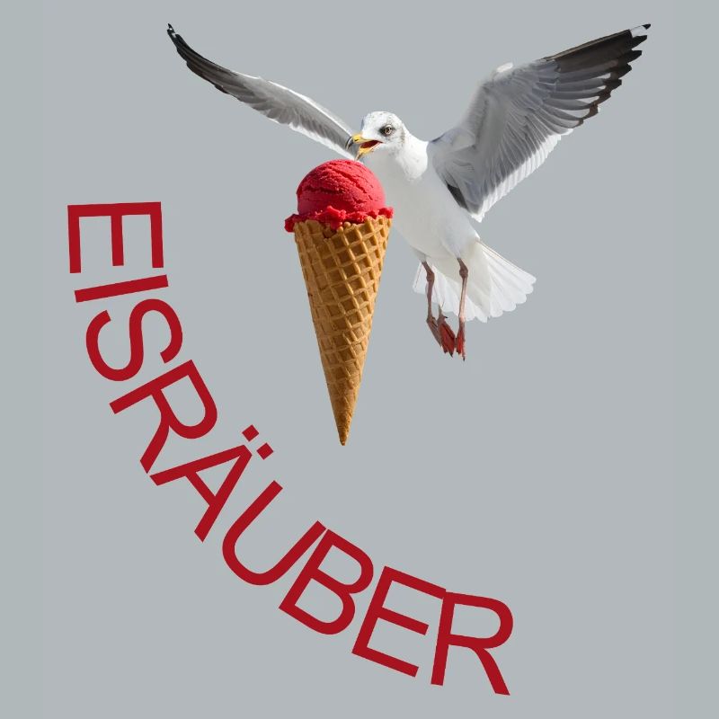 Möwe mit Eiscreme Eisräuber