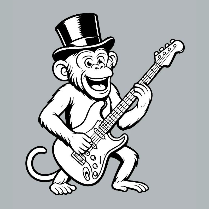 Cool Affe mit E-Gitarre im Retro Stil