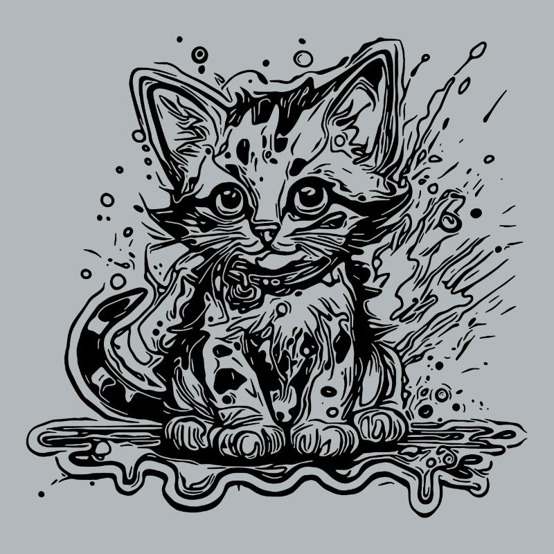 Cute Little Puss Cat in Graffiti Style