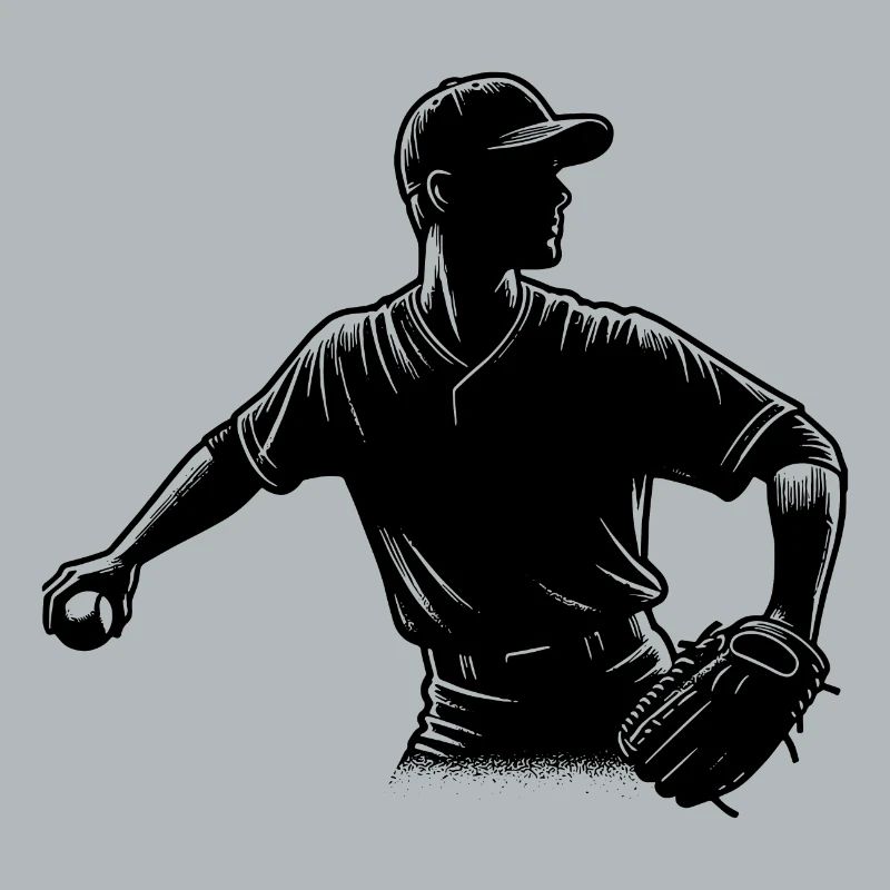 Baseball Spieler mit Ball und Baseballhandschuh