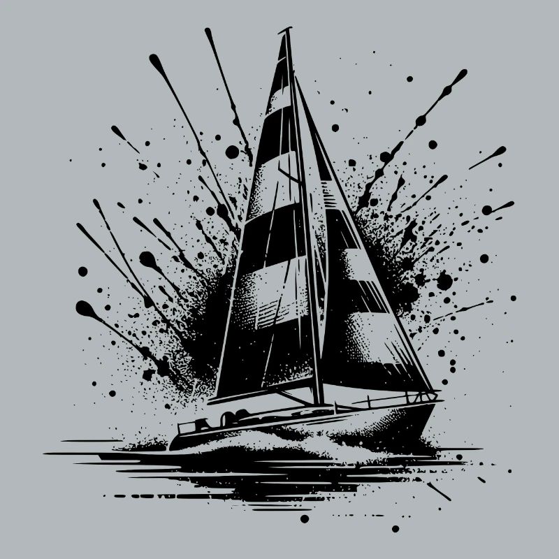 Kleines Segelboot mit Wellengang Splash Optik