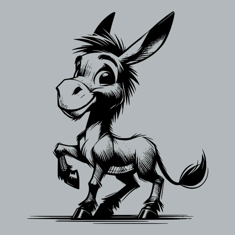 Little Donkey Long-Eared Pencil Drawing