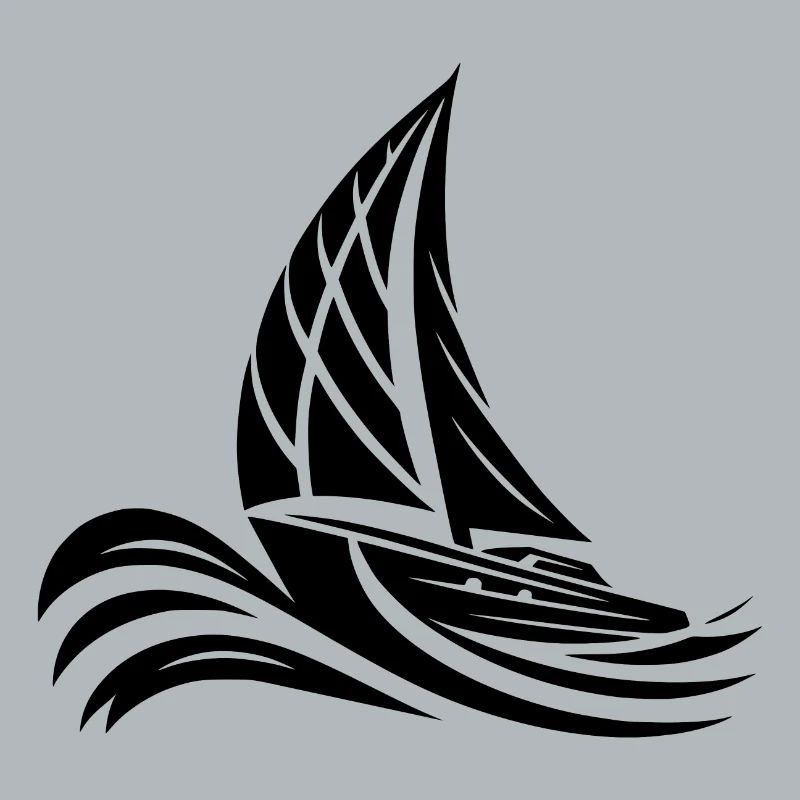 Sailboat on course in big waves