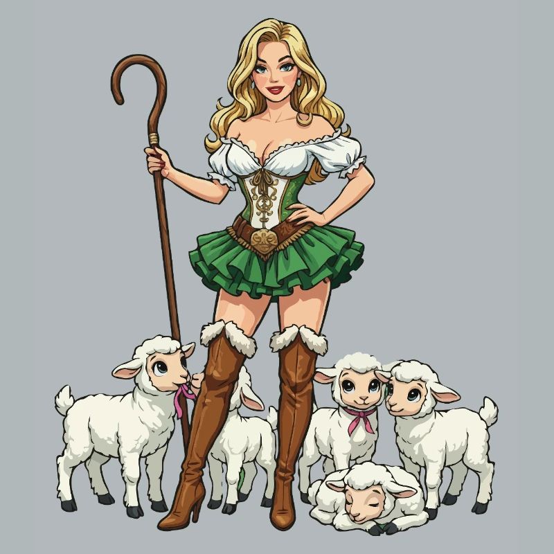 Dirndl Shepherdess and Lambs