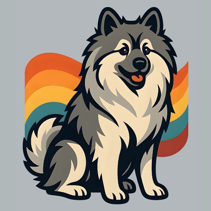 Deutscher Spitz Hund im Regenbogen Hintergrund