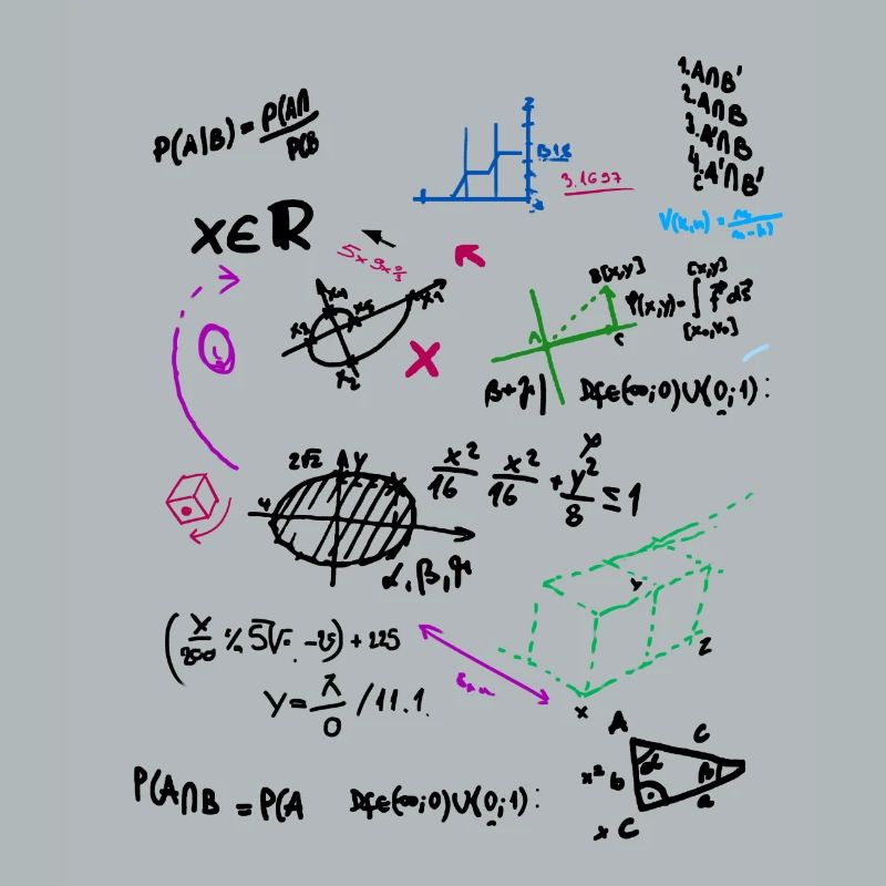Math Complex Mathematical blackboard with formulas